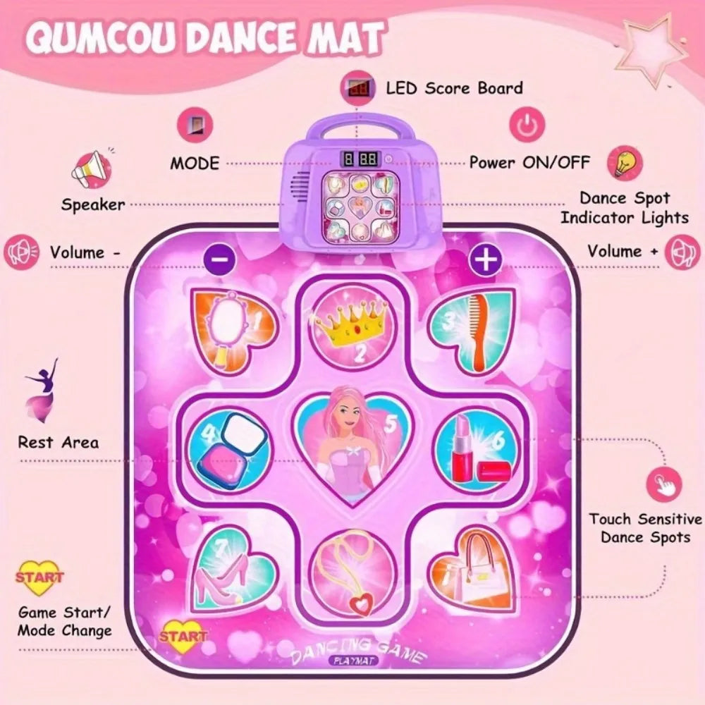 9-Key Dance Mat for kid Faux Leather Interactive Party Games Toys Touch Sensitive With 6 Modes for Boys Gilrs Gift Ages 3+