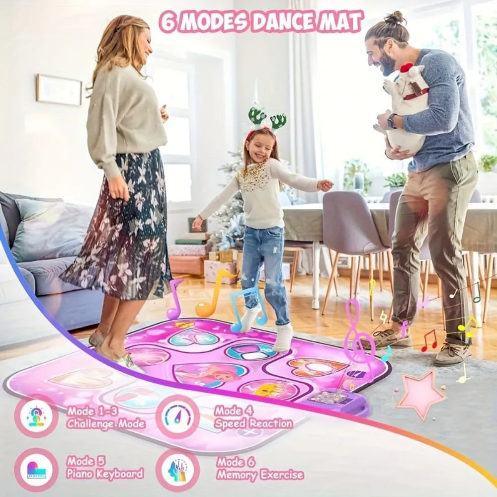 9-Key Dance Mat for kid Faux Leather Interactive Party Games Toys Touch Sensitive With 6 Modes for Boys Gilrs Gift Ages 3+