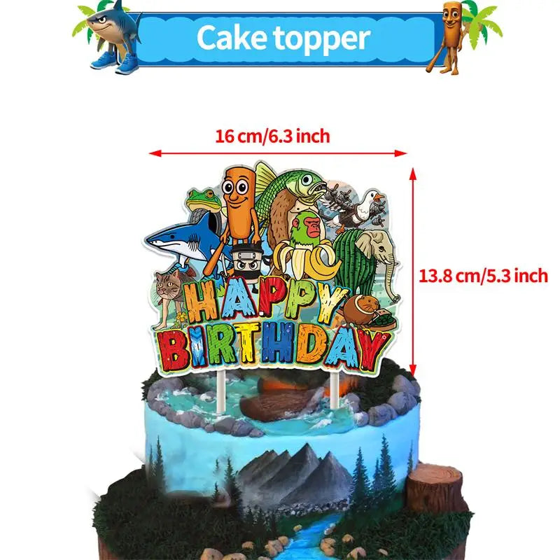 Tung Tung Sahur Party Favor Neon Stickers Cake Topper Glasses Gift Bag Balloons Keychain Squishy Fidget Theme Party Favors