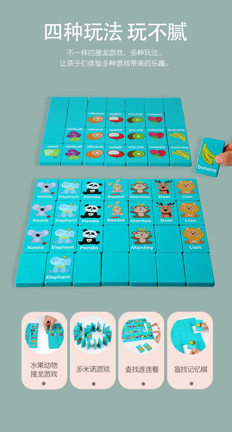 Kid Blocks Seaside Escape Mahjong Wooden Memory Solitaire Matching Game Party Family Board Games Animal Educational Puzzles Toy