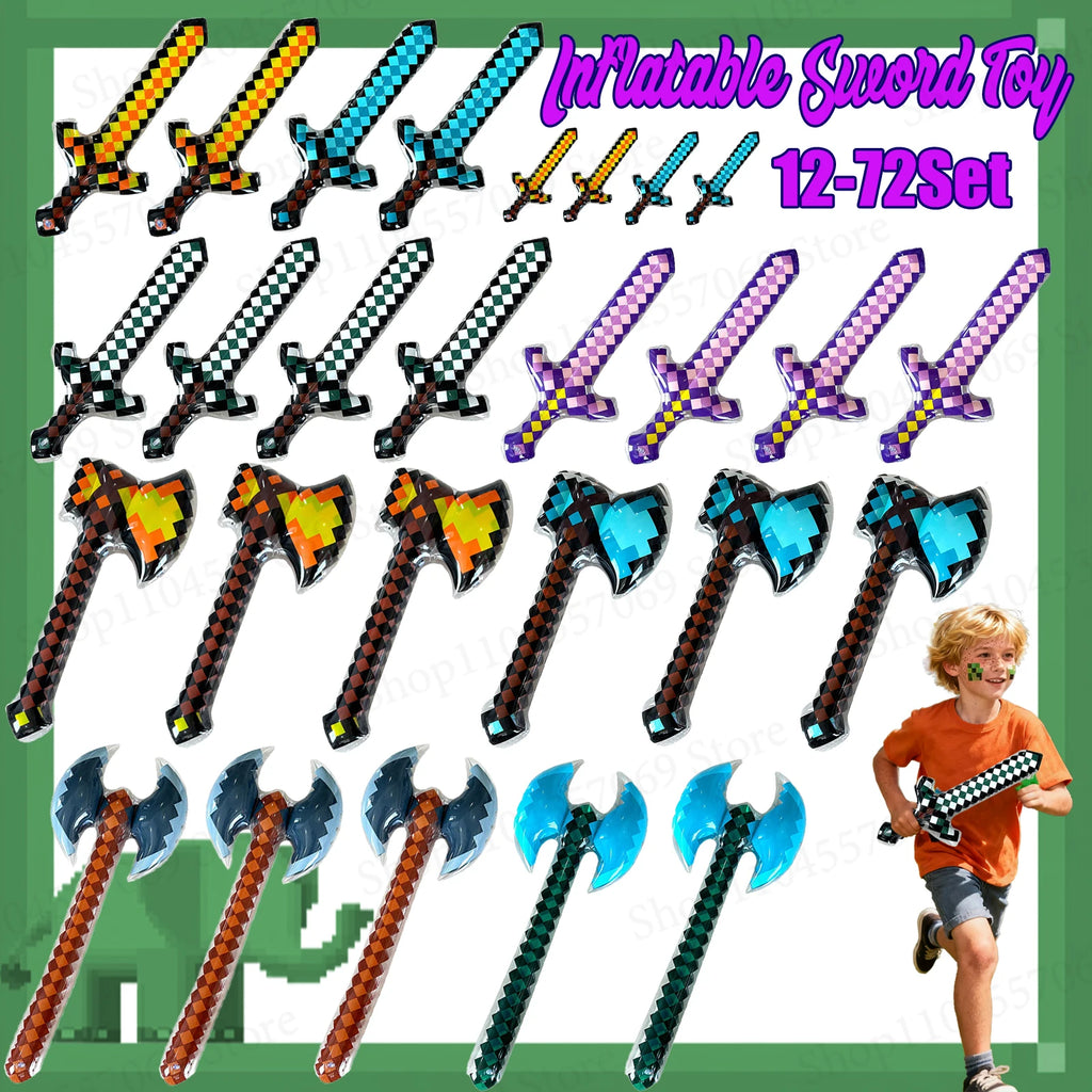 12-72Pcs Inflatable Sword Toy Inflatable Weapons for Theme Party Birthday Halloween Kids Themed Party Gifts Sword Party Favors