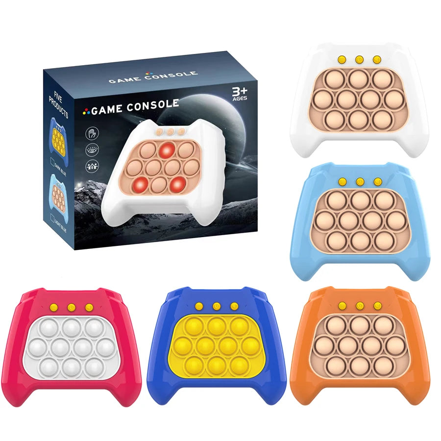 Pop Light Fidget Game Quick Push Bubble Game Portable Handheld Handle Toys Boys Girls Gift for Kids Machine Relieve Stress Toys