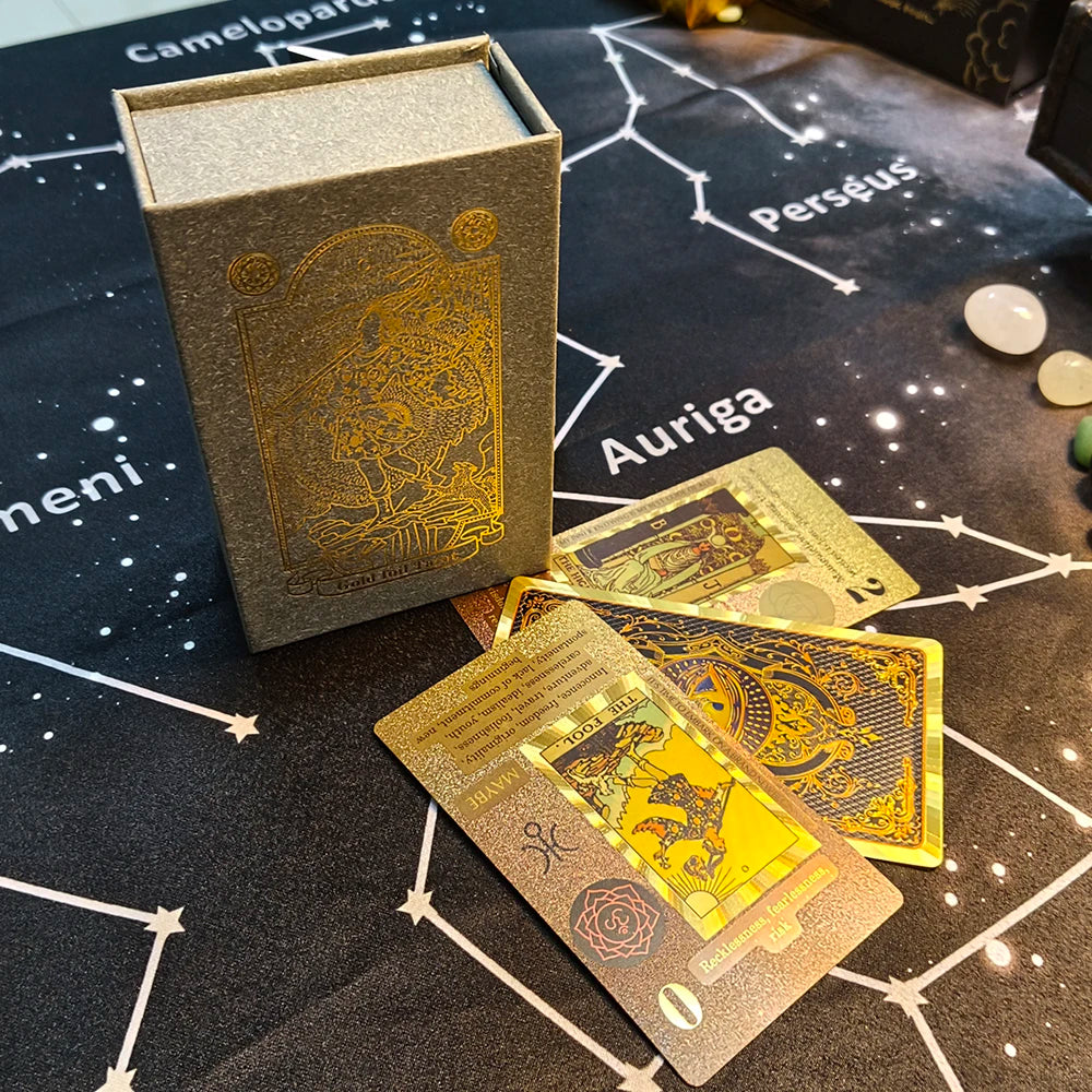 New Rider Waite Deck Gold Foil Tarot Cards Mysterious Board Game Terrific Divination Oracle With Exquisite Gift Box