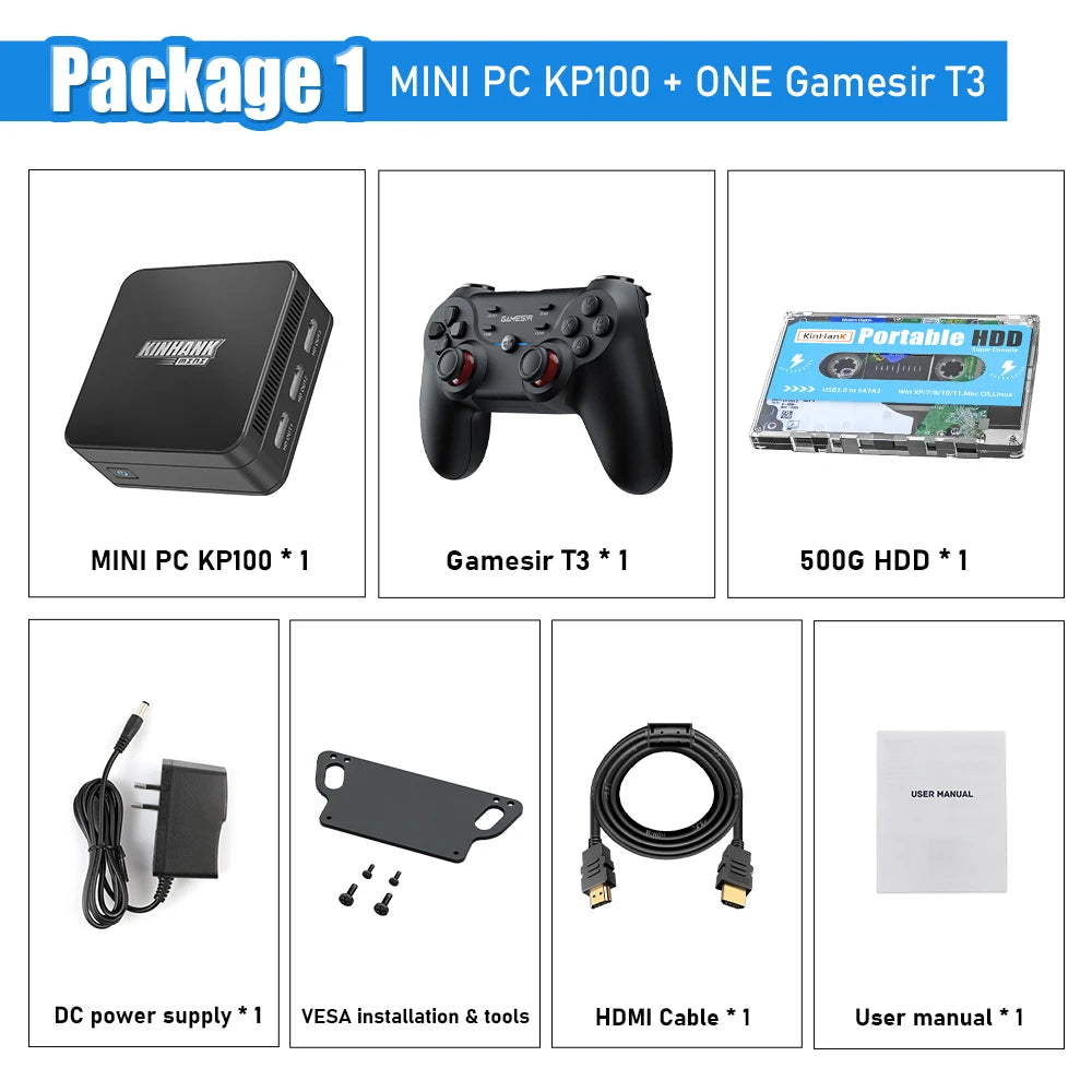 KINHANK Super Console KP100 Video Game Console 16GB DDR5 Batocera 100000+ Games 70+Emulators for SS/WII/GC/MAME/PS3/PS2/Arcade