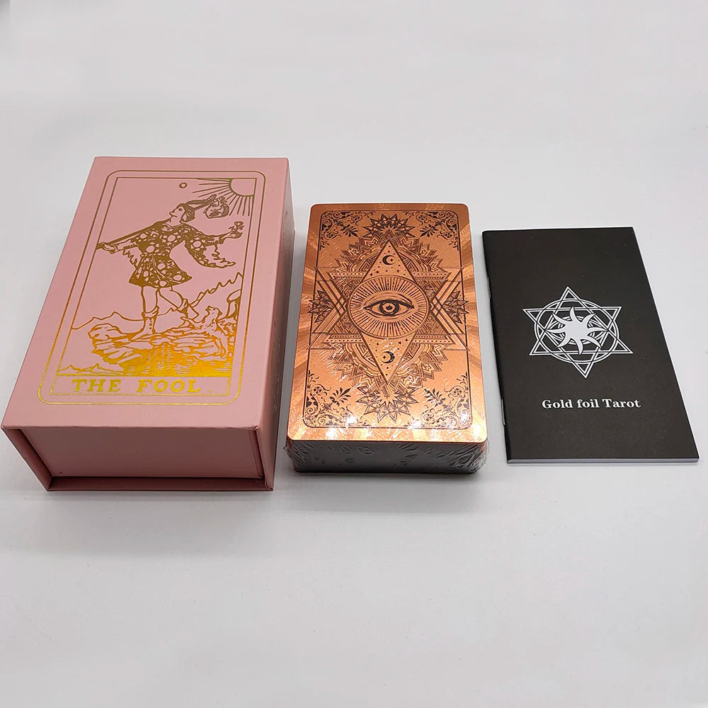 New Rider Waite Deck Gold Foil Tarot Cards Mysterious Board Game Terrific Divination Oracle With Exquisite Gift Box