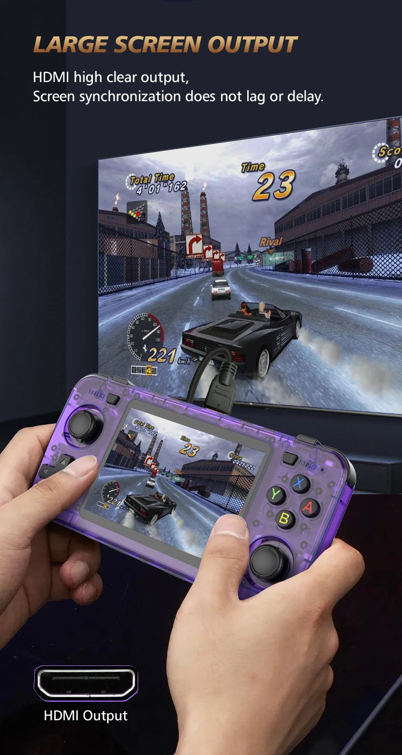 R36H Retro Handheld Console 3.5 inch IPS Screen Open-Source Linux System Portable Classic Game Consoles 64G Video Player Game