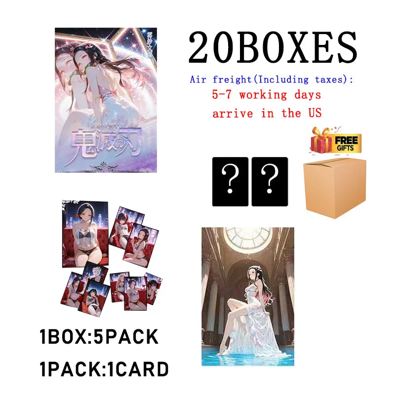 Demon Slayer Booster Box Collection Card Acrylic Colored Paper Wholesale Playing Cards Games Board Party Kids Toys