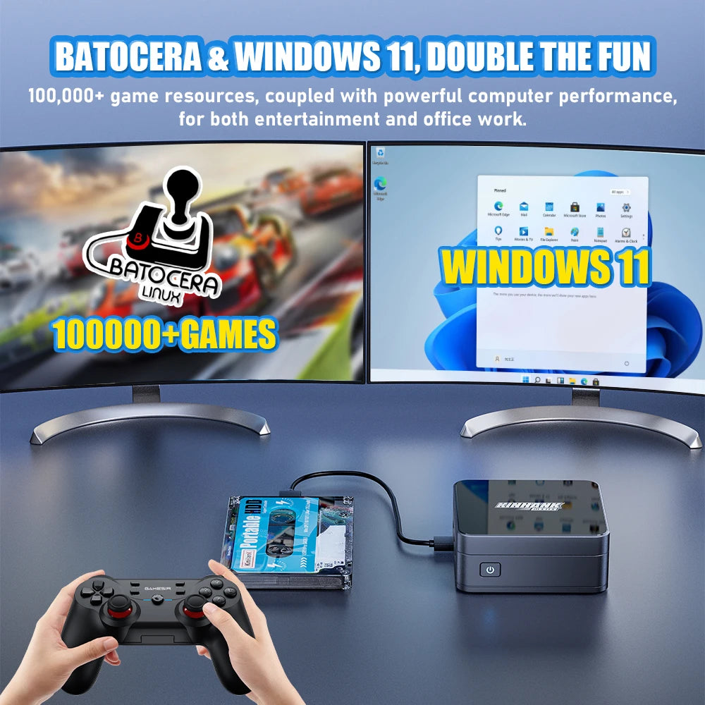 KINHANK Super Console KP100 Video Game Console 16GB DDR5 Batocera 100000+ Games 70+Emulators for SS/WII/GC/MAME/PS3/PS2/Arcade