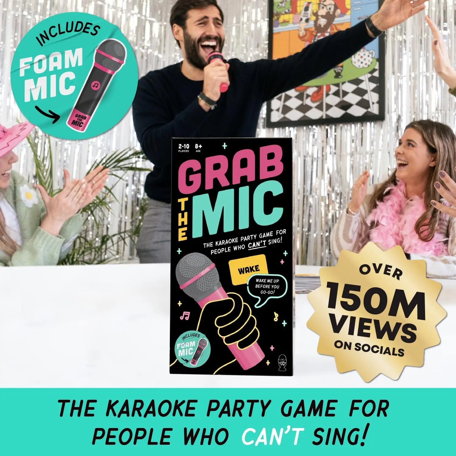 Lucky Egg Official Grab The Mic Family Karaoke Board Game 2-10 Players Game For Hilarious Game Nights Birthday Party Kids Gift