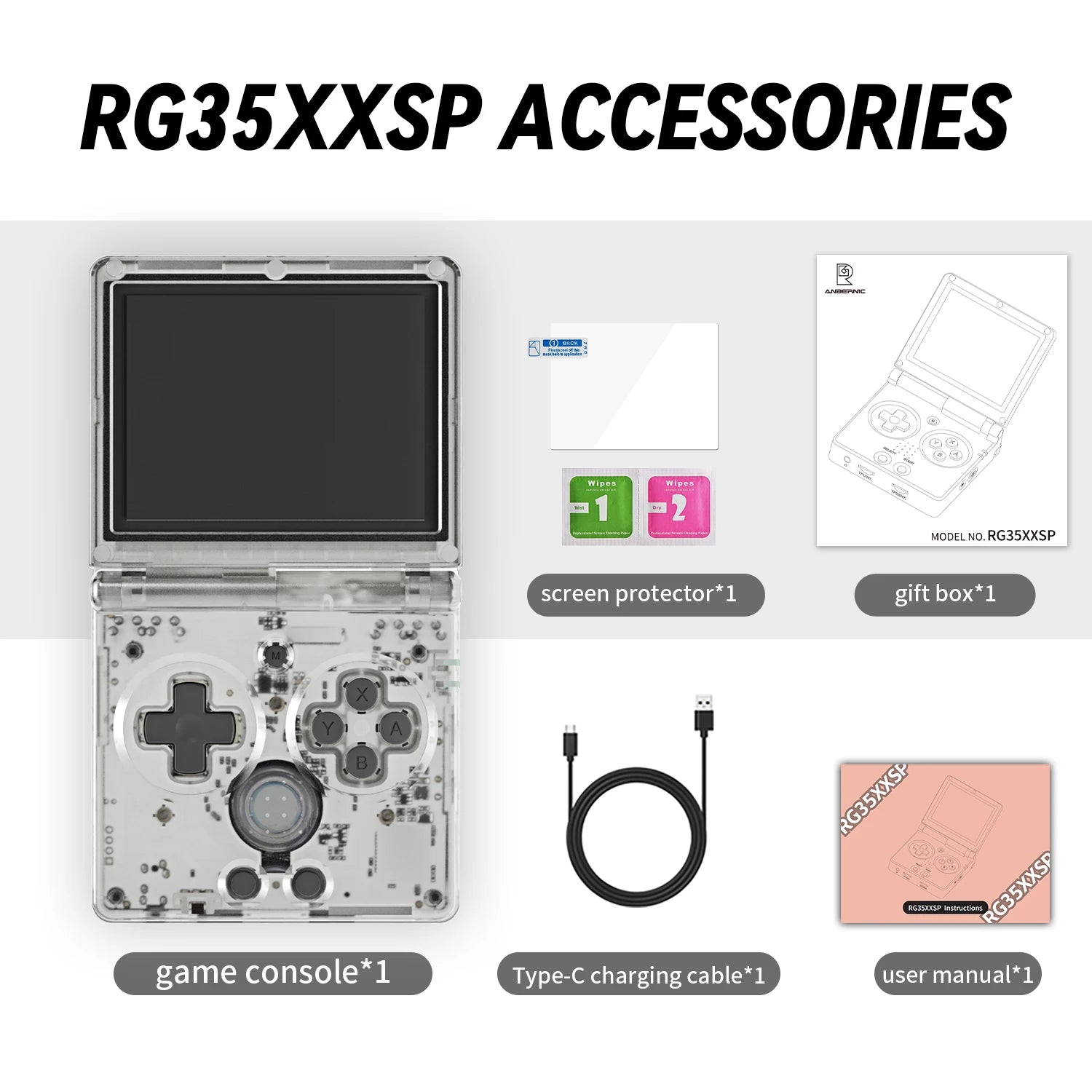 ANBERNIC RG35XXSP Retro Handheld Game Console 3.5-inch IPS Screen 3300mAh Battery Supports HDMI-TV Out and Bluetooth 4.2 5K Game