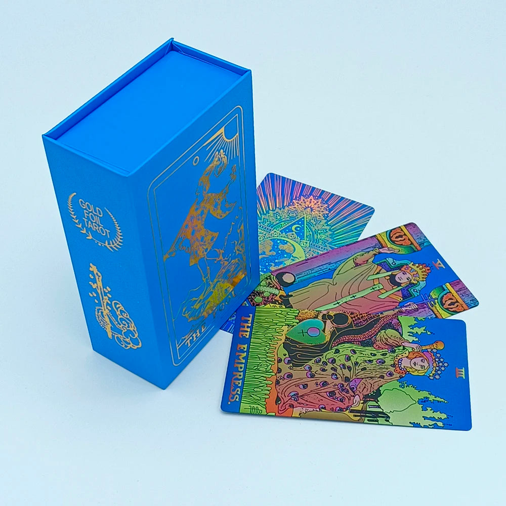 New Rider Waite Deck Gold Foil Tarot Cards Mysterious Board Game Terrific Divination Oracle With Exquisite Gift Box
