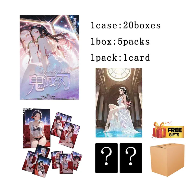Demon Slayer Booster Box Collection Card Acrylic Colored Paper Wholesale Playing Cards Games Board Party Kids Toys