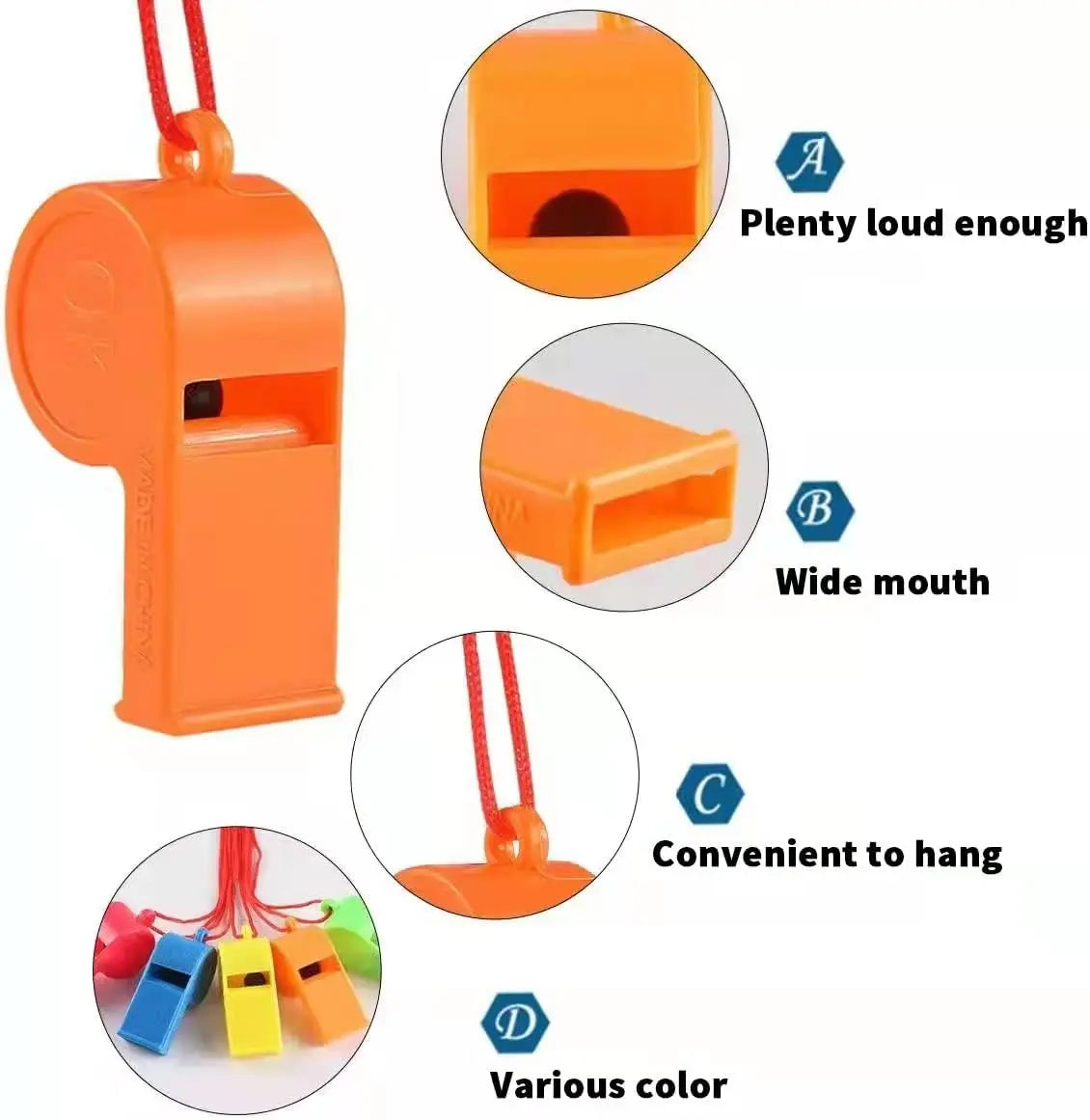 25/200PCS Sports Whistle With Lanyard Child Birthday Whistle Birthday Party Favors Cheering Props Football Whistle Pinata Filler
