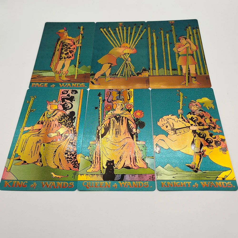 New Rider Waite Deck Gold Foil Tarot Cards Mysterious Board Game Terrific Divination Oracle With Exquisite Gift Box