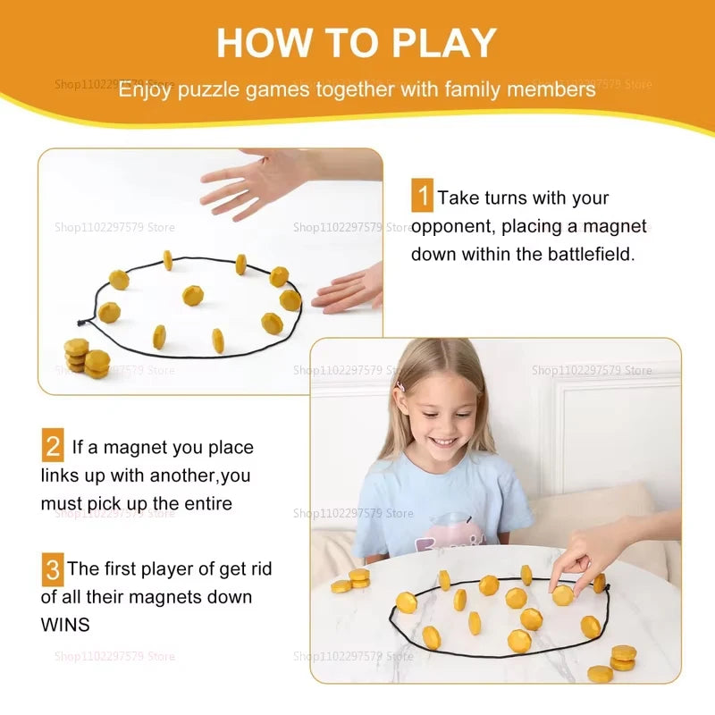 Upgraded Magnetic Stones Game Interactive Magnet Board Strategy Game for Family Kids Adults Portable  Magnetic Stones Play Set