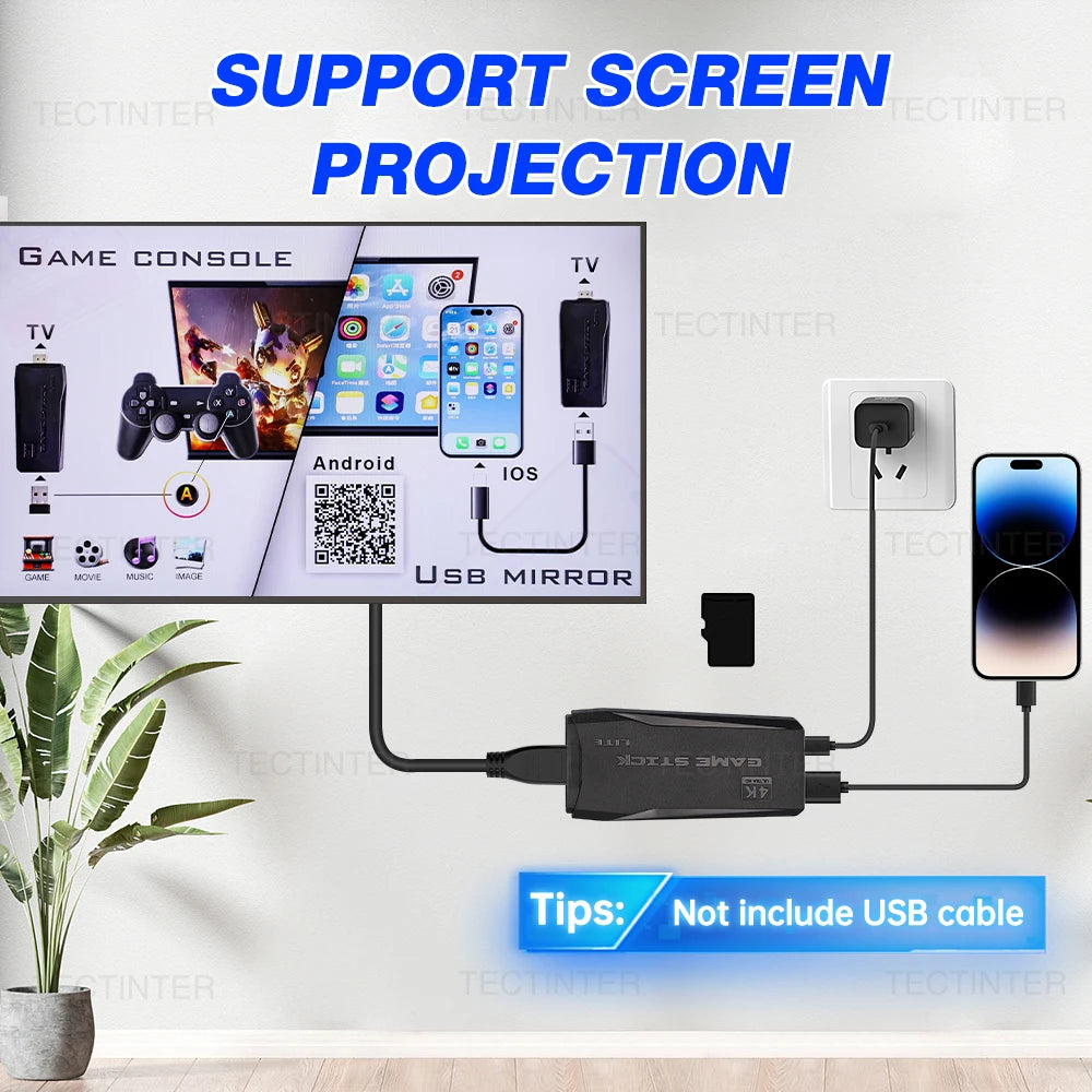 M8 4K Mini Game Stick 40000 Games Built-in with Twin 2.4G Wireless Controllers Video Game Console