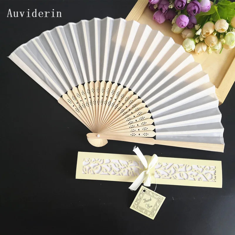 50Pcs Wedding Hand Fans with Gift Box Personalized Names as Souvenirs Children's Birthday Favors Custom Party Decor Supplies