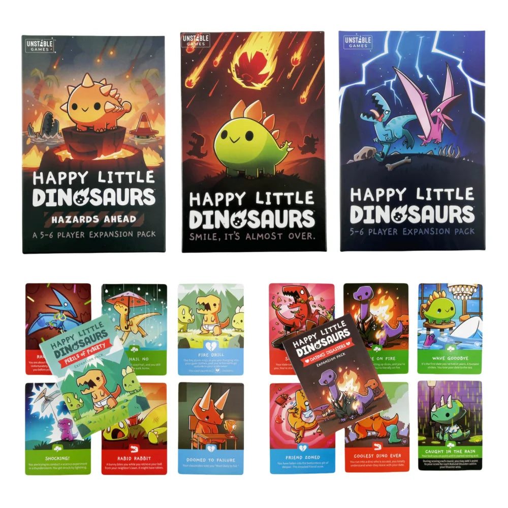 Happy Little Dinosaurs English Chess and Card Strategy Hazards Party Playing Board Evolution Game Cards