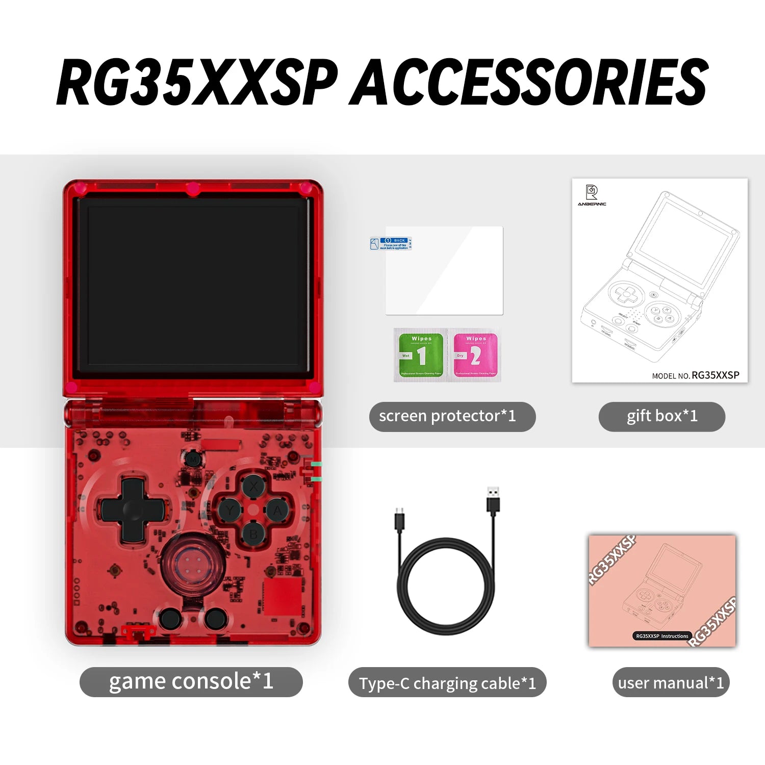 ANBERNIC RG35XXSP Retro Handheld Game Console 3.5-inch IPS Screen 3300mAh Battery Supports HDMI-TV Out and Bluetooth 4.2 5K Game