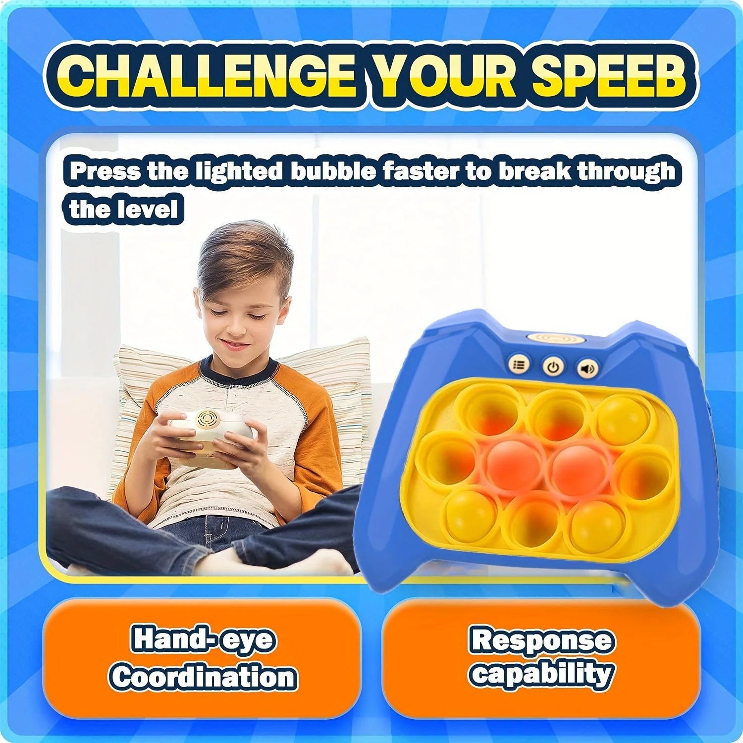 Pop Light Fidget Game Quick Push Bubble Game Portable Handheld Handle Toys Boys Girls Gift for Kids Machine Relieve Stress Toys