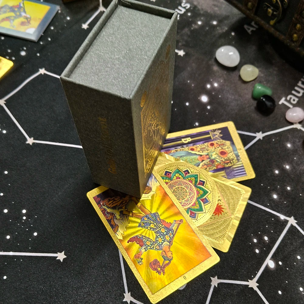 New Rider Waite Deck Gold Foil Tarot Cards Mysterious Board Game Terrific Divination Oracle With Exquisite Gift Box