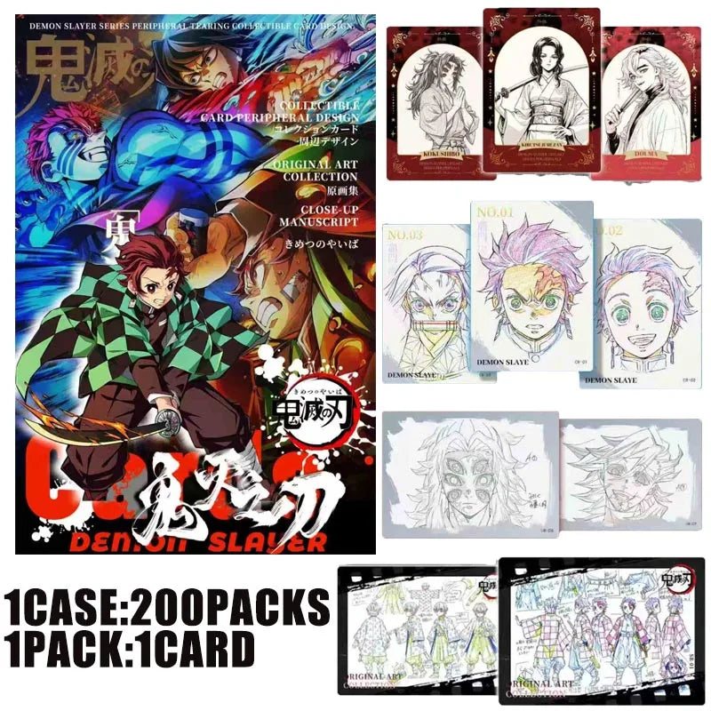 Demon Slayer Wholesales Cards Booster Box Collection A6 Colored Paper Tearing Trading Game Collection Japanese Style Gift
