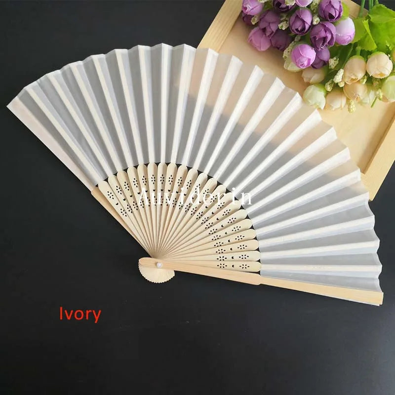50Pcs Wedding Hand Fans with Gift Box Personalized Names as Souvenirs Children's Birthday Favors Custom Party Decor Supplies
