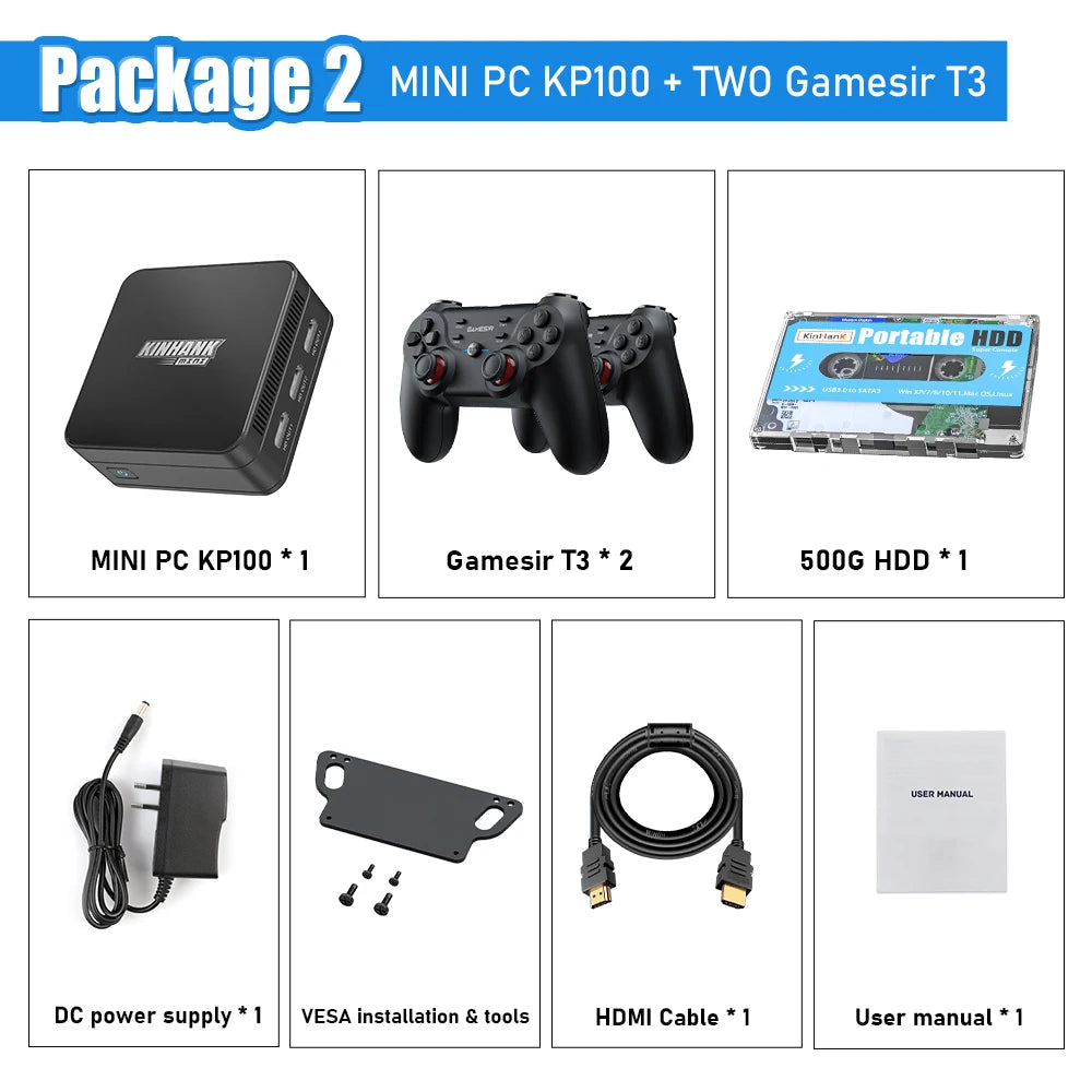 KINHANK Super Console KP100 Video Game Console 16GB DDR5 Batocera 100000+ Games 70+Emulators for SS/WII/GC/MAME/PS3/PS2/Arcade