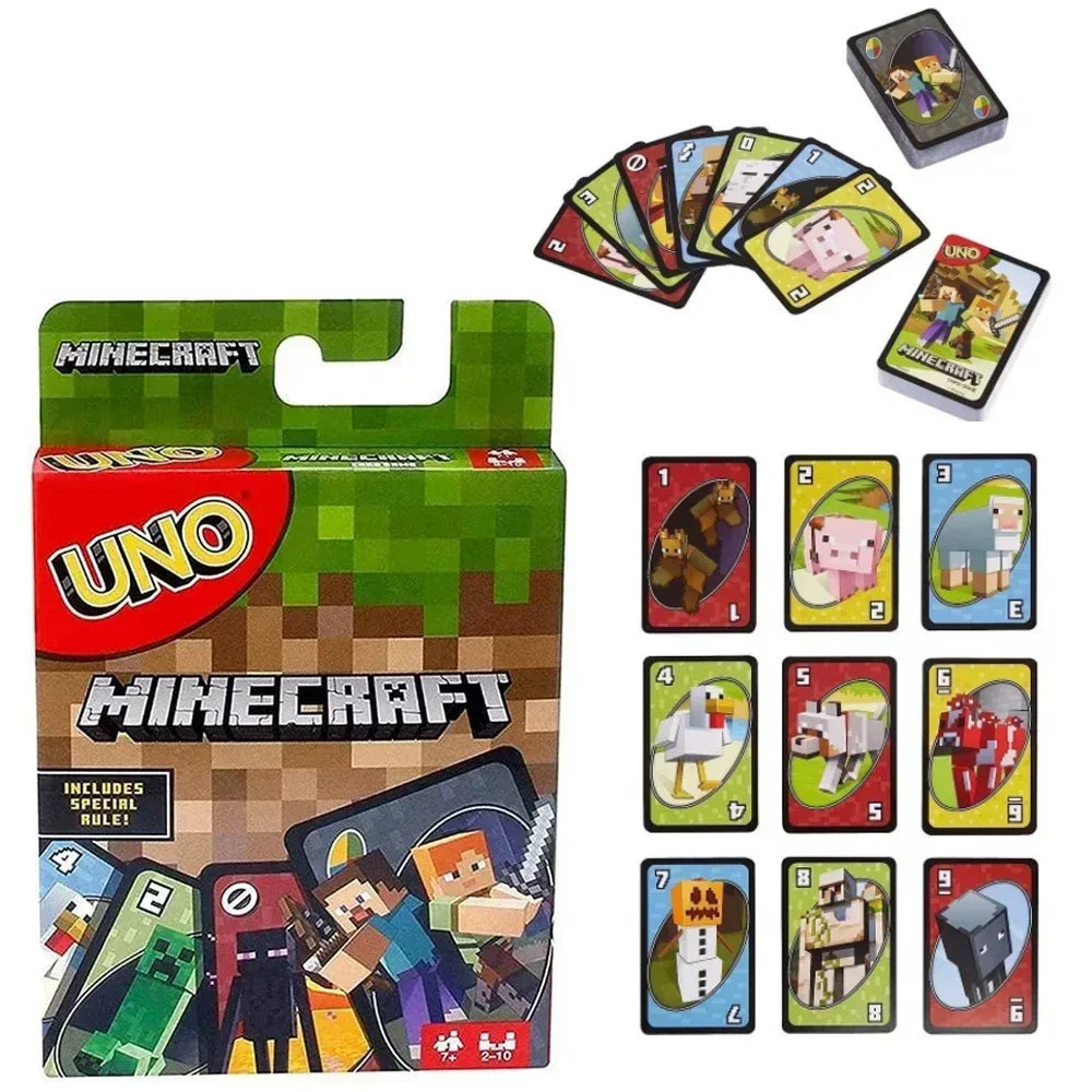 10styles UNO Minecraft Solitaire Multiplayer Entertainment Card Game Super Fun Parent-Child Interaction Puzzle Poker