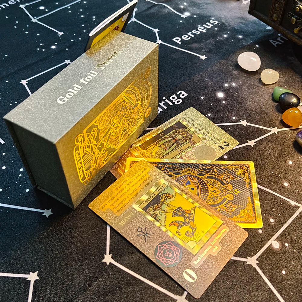 New Rider Waite Deck Gold Foil Tarot Cards Mysterious Board Game Terrific Divination Oracle With Exquisite Gift Box