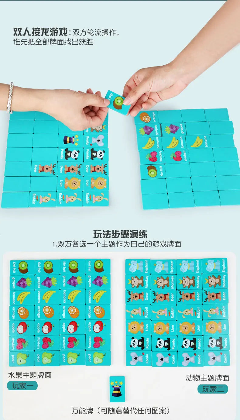 Kid Blocks Seaside Escape Mahjong Wooden Memory Solitaire Matching Game Party Family Board Games Animal Educational Puzzles Toy