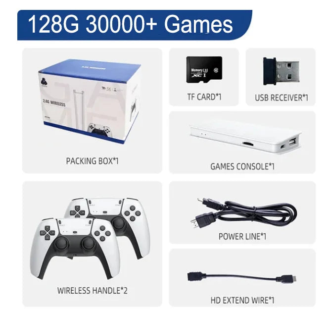 M15 Game Stick Mini TV Handheld Game Console Wireless Gamepads Video Game 128G 30000+ Retro Game HD Output Two-player for PS1 Et