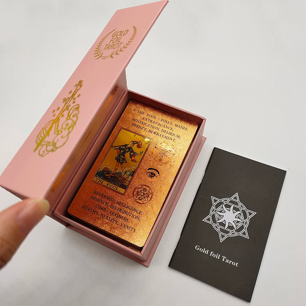 New Rider Waite Deck Gold Foil Tarot Cards Mysterious Board Game Terrific Divination Oracle With Exquisite Gift Box