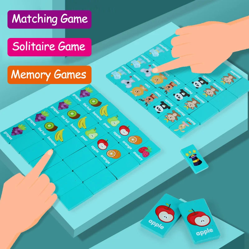 Kid Blocks Seaside Escape Mahjong Wooden Memory Solitaire Matching Game Party Family Board Games Animal Educational Puzzles Toy