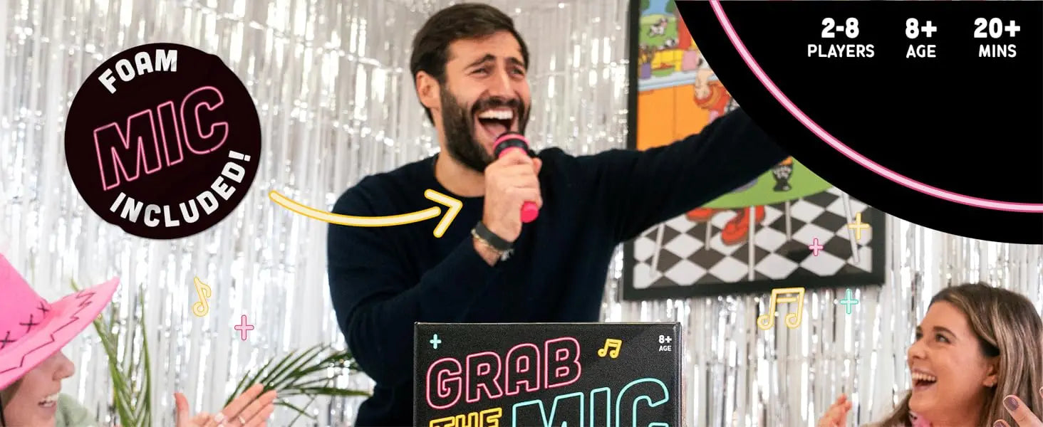Lucky Egg Official Grab The Mic Family Karaoke Board Game 2-10 Players Game For Hilarious Game Nights Birthday Party Kids Gift