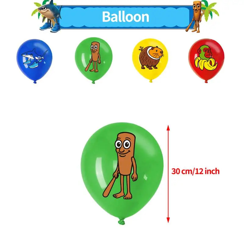 Tung Tung Sahur Party Favor Neon Stickers Cake Topper Glasses Gift Bag Balloons Keychain Squishy Fidget Theme Party Favors