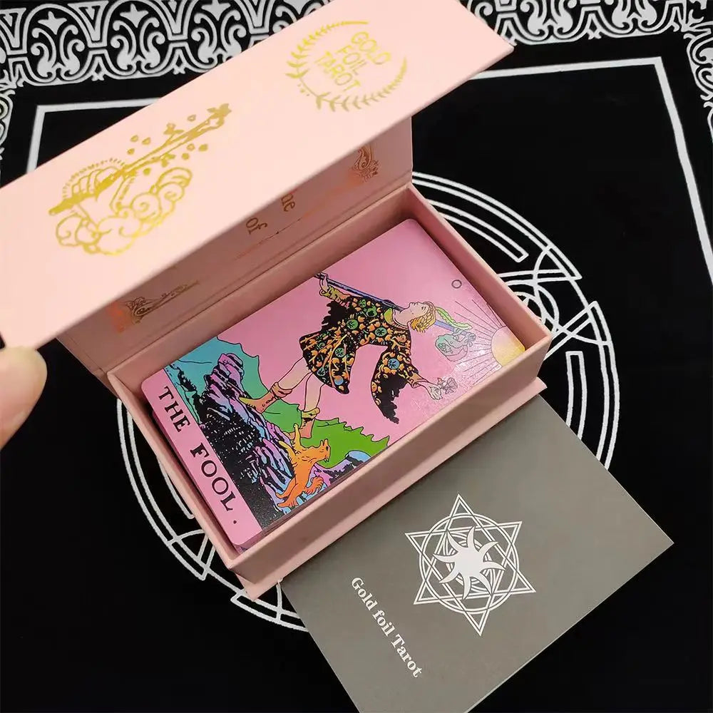 New Rider Waite Deck Gold Foil Tarot Cards Mysterious Board Game Terrific Divination Oracle With Exquisite Gift Box
