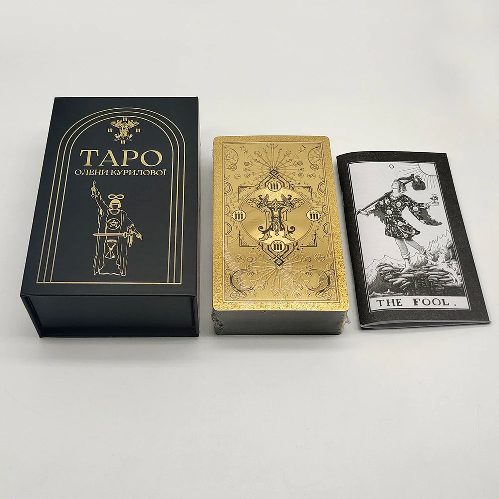 New Rider Waite Deck Gold Foil Tarot Cards Mysterious Board Game Terrific Divination Oracle With Exquisite Gift Box