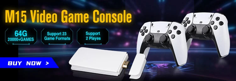 M8 4K Game Stick Mini Video Games Consoles Video Game Player Built-in 40000 Games with 2.4G Double Wireless Controller