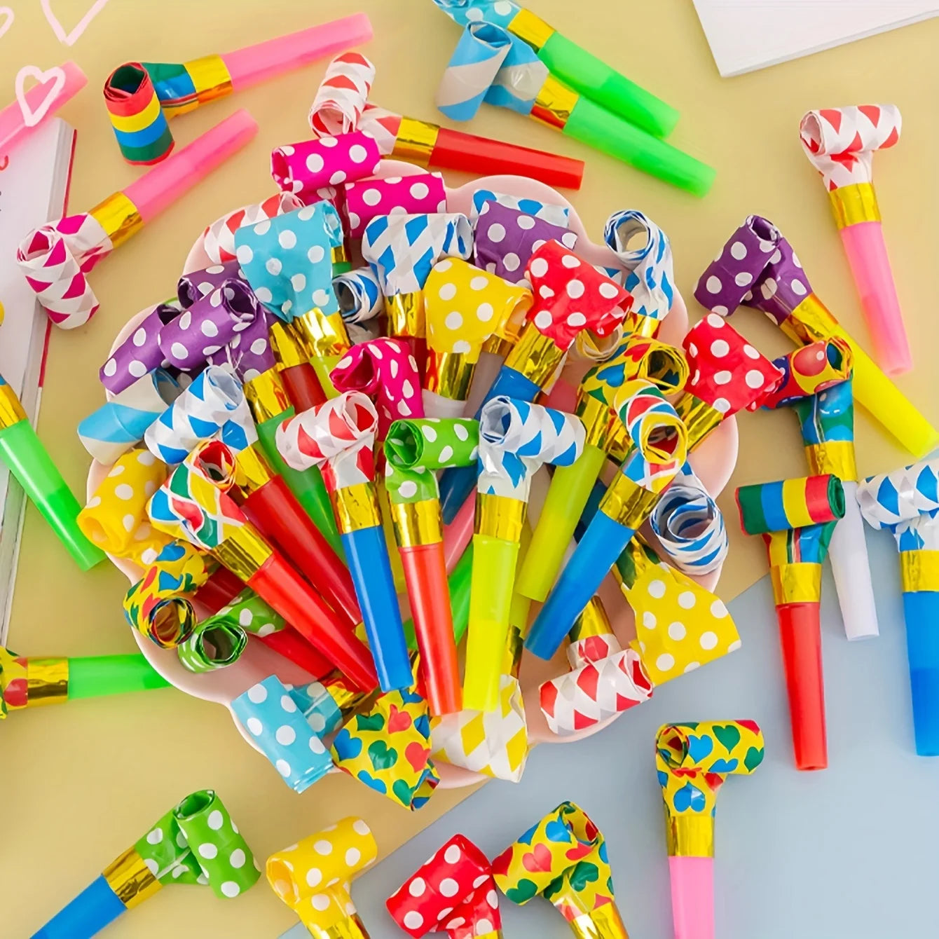 20/200pcs Colorful Whistles Toy Funny Toy Children Blowing Dragon Whistle Blow Roll Toys Party Favor Games Birthday Kids Gifts
