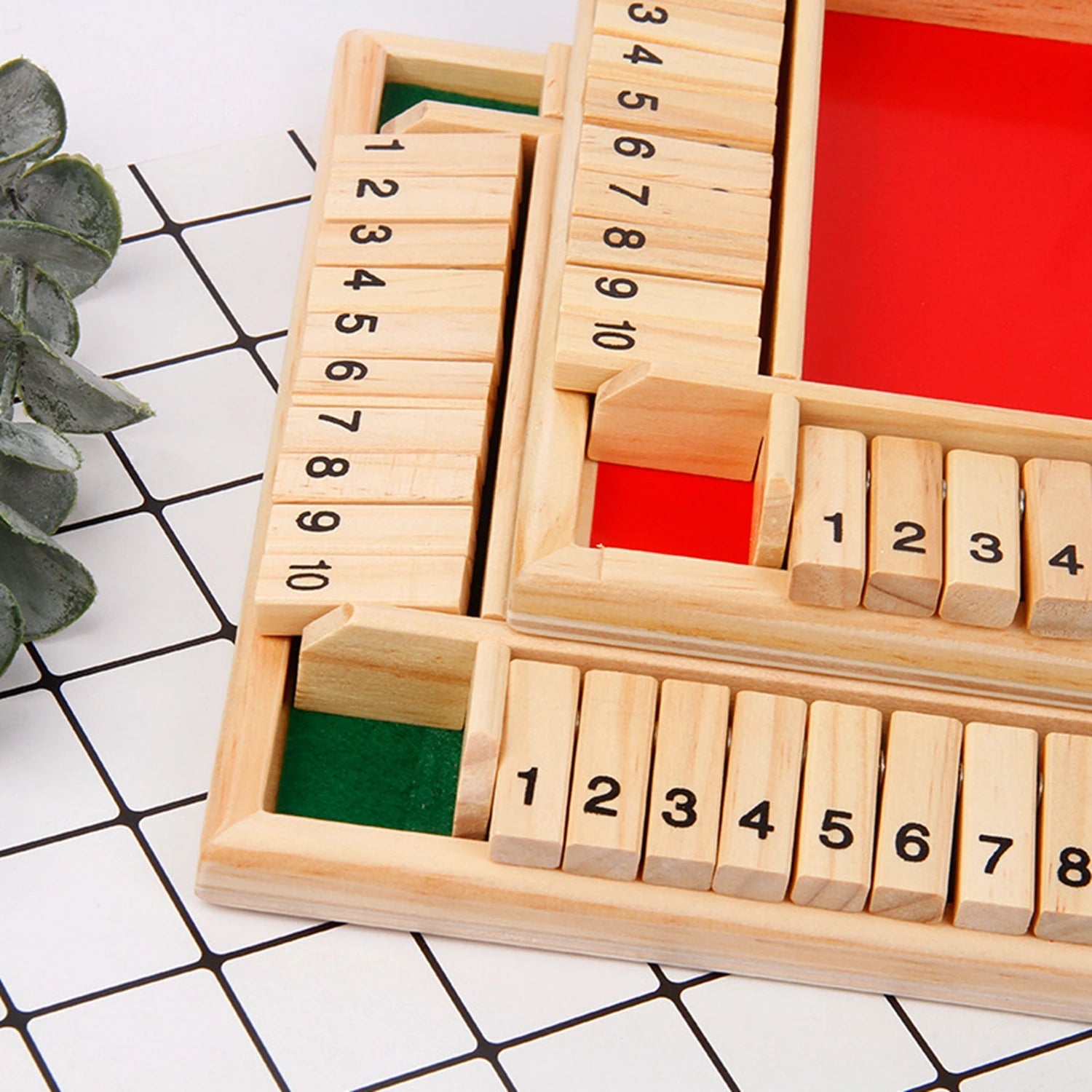 Wooden Dice Board Game Shut The Box for 4 Players Flaps & Dices Game Parent-children Interaction Family Entertainment
