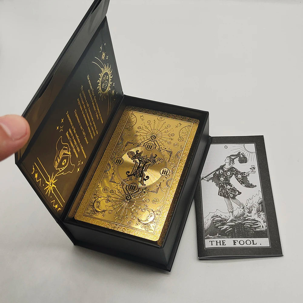 New Rider Waite Deck Gold Foil Tarot Cards Mysterious Board Game Terrific Divination Oracle With Exquisite Gift Box