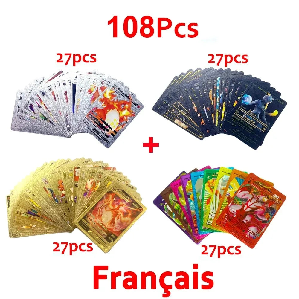Pokemon Cards Vmax GX Gold Foil Flash Card English Spanish Colorful Pikachu Charizard French German Game Battle Collection Cards