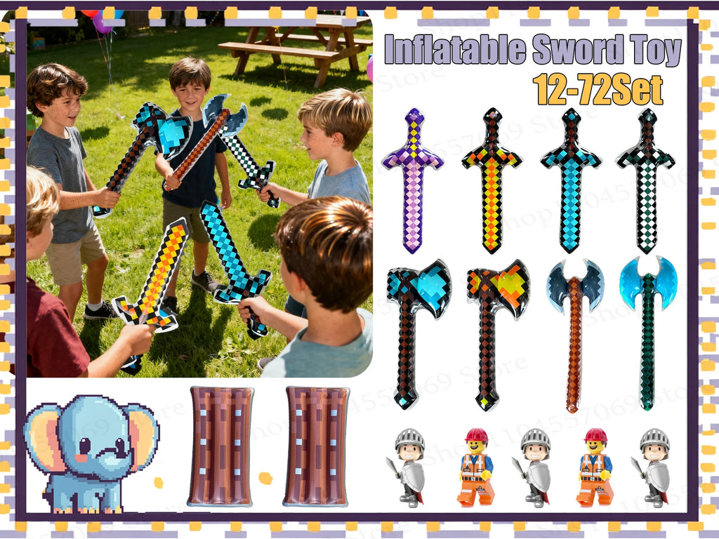12-72Pcs Inflatable Sword Toy Inflatable Weapons for Theme Party Birthday Halloween Kids Themed Party Gifts Sword Party Favors