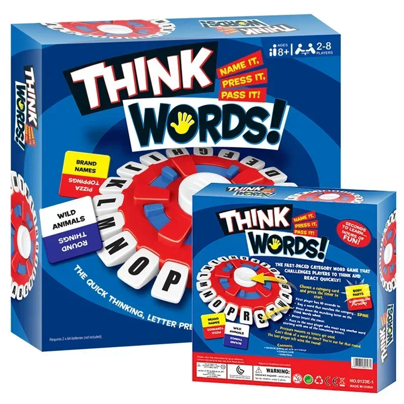 Think Word English Spanish Board Game Fast Paced Family Fun The Quick Thinking Letter Pressing Puzzle Game For Adults And Kids