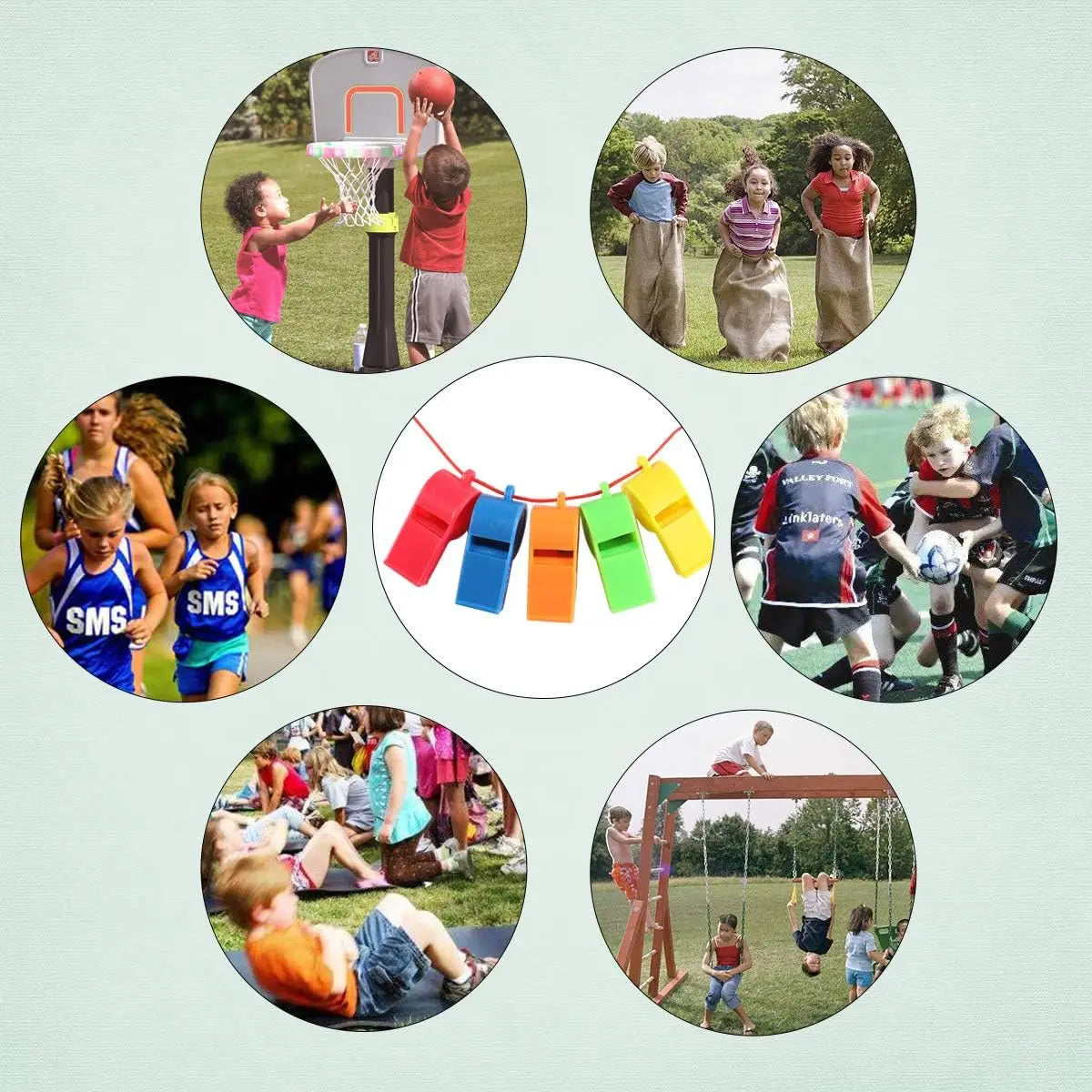 25/200PCS Sports Whistle With Lanyard Child Birthday Whistle Birthday Party Favors Cheering Props Football Whistle Pinata Filler