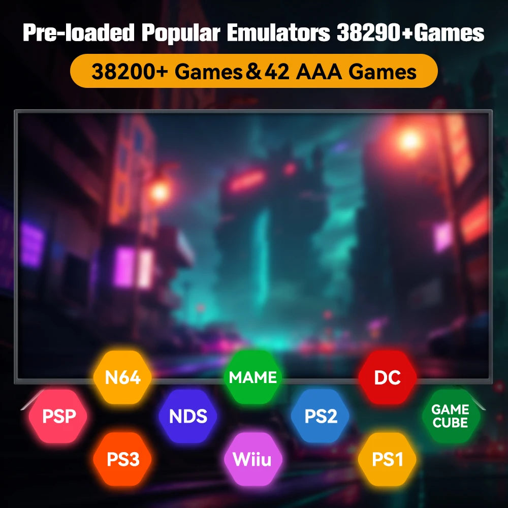 Retrobat＆Playnite Retro Gaming HDD 38200+AAA PC and Retro Games for PS3/PS2/Switch/DC/WII/WIIU/NES/MAME Emulator Game Console