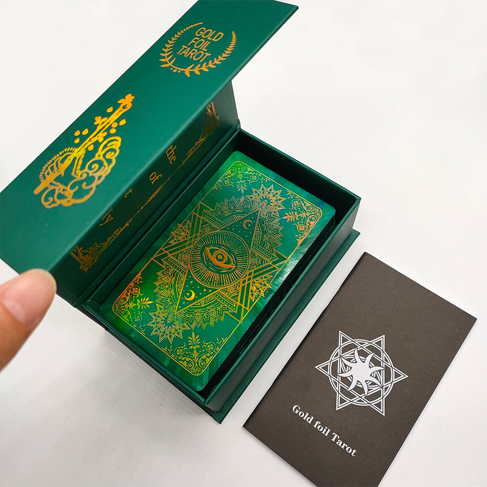 New Rider Waite Deck Gold Foil Tarot Cards Mysterious Board Game Terrific Divination Oracle With Exquisite Gift Box