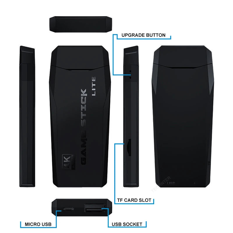 M8 4K Mini Game Stick 40000 Games Built-in with Twin 2.4G Wireless Controllers Video Game Console