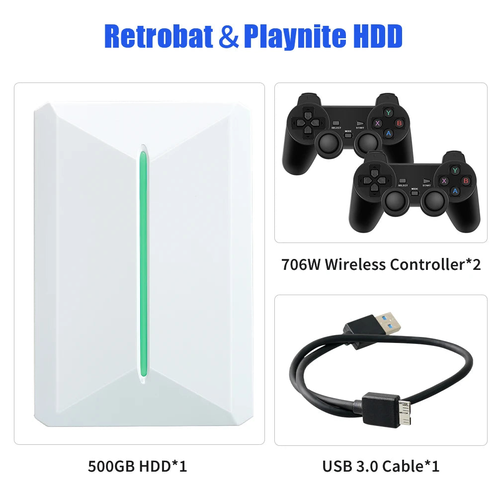 Retrobat＆Playnite Retro Gaming HDD 38200+AAA PC and Retro Games for PS3/PS2/Switch/DC/WII/WIIU/NES/MAME Emulator Game Console